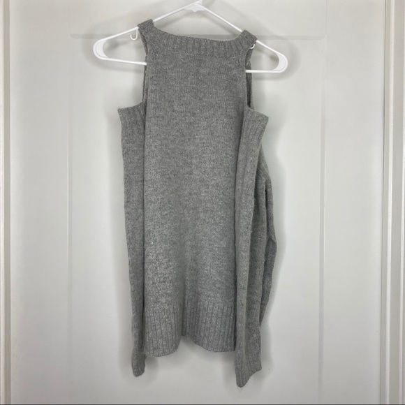 J.O.A. Revolve Cold Shoulder Gray Angora Sweater - Picture 3 of 6